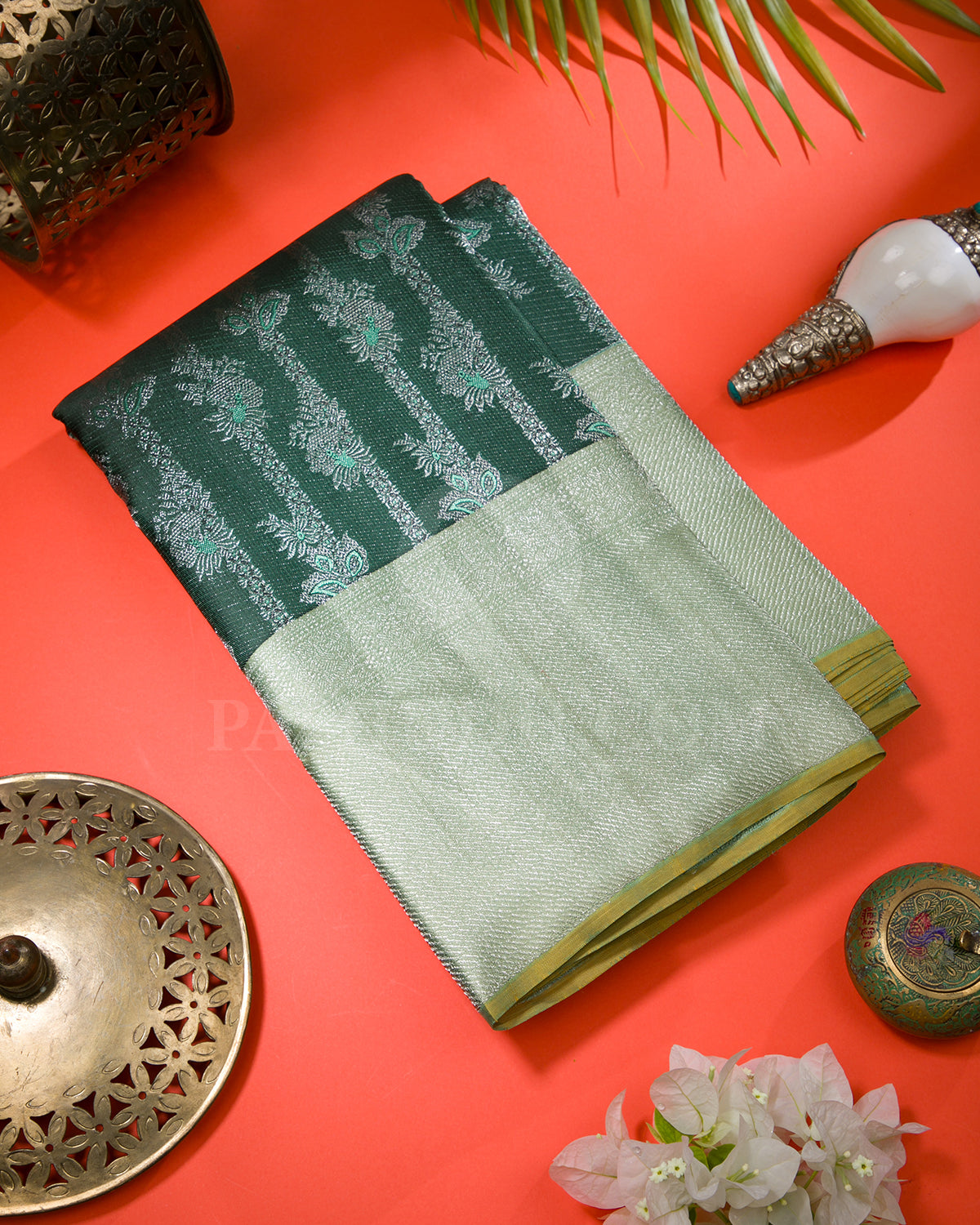 Dark Green kanjivaram Silk Saree - D562(B)