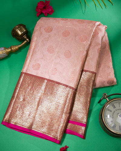 Peachy Pink Kanjivaram Silk Saree - DJ322(C)