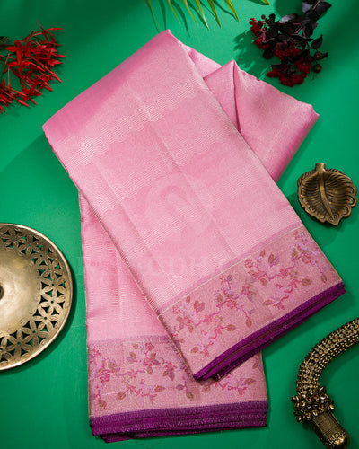 Baby Pink And Violet Kanjivaram Silk Saree - DJ328(C)