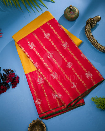 Yellow And Red Kanjivaram Silk Saree - P160(A)