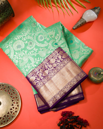 Green And Purple Kanjivaram Silk Saree - S1197(C)