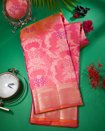 Pink And Peach Kanjivaram Silk Saree - S1246(B)