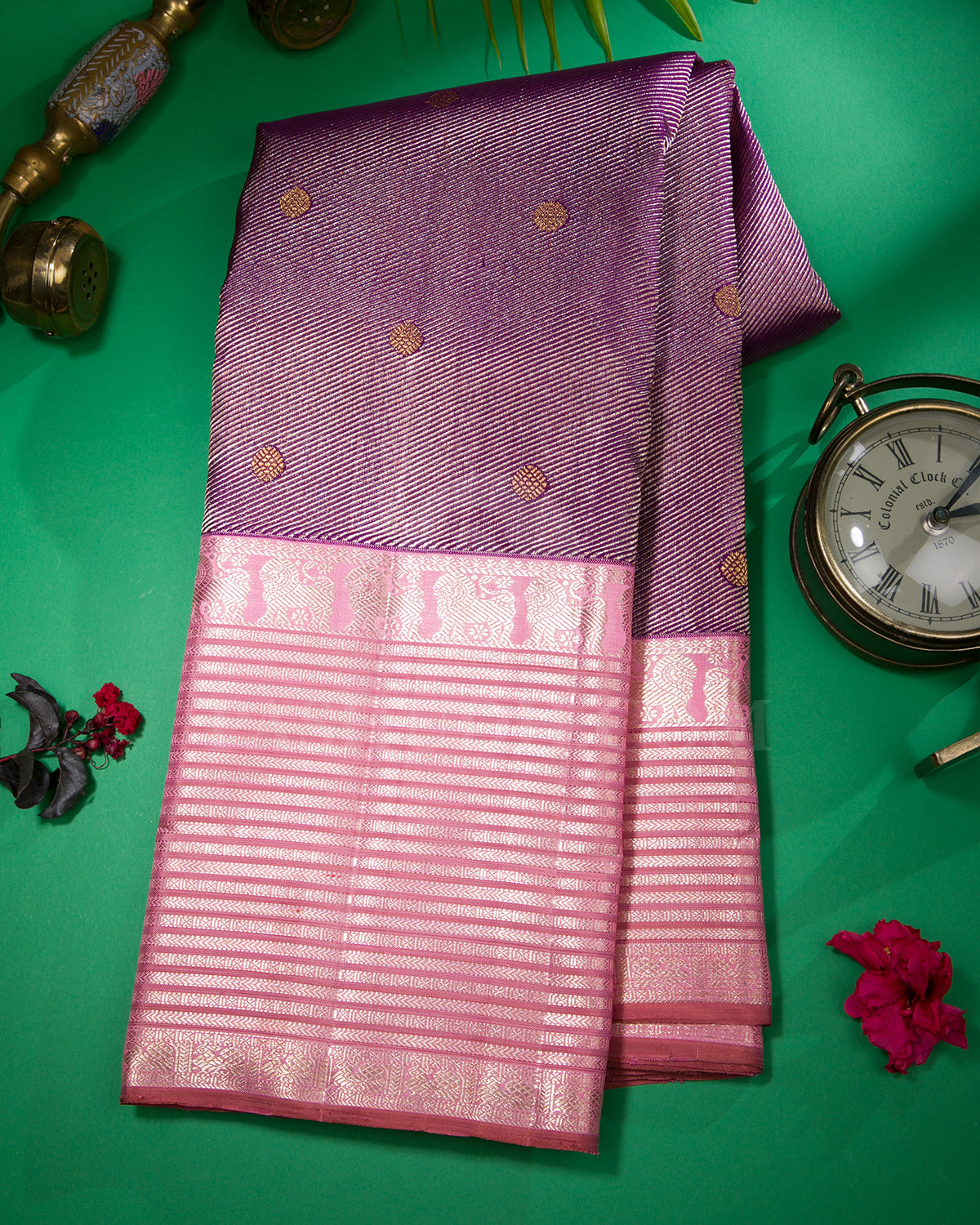 Purple and Pink Kanjivaram Silk Saree - S1338(A)