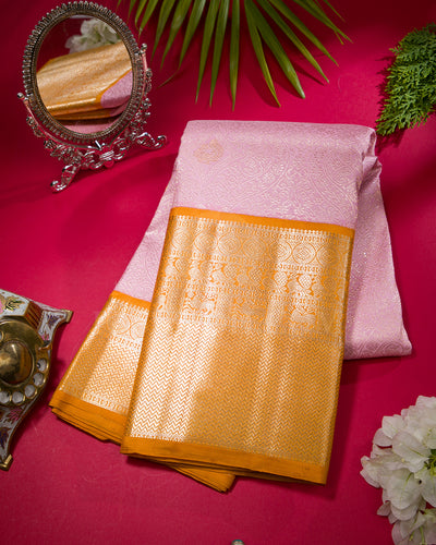 Pink And Yellow Kanjivaram Silk Saree - S1344(A)