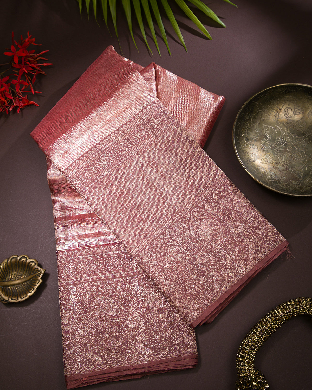 Salmon Pink Kanjivaram Silk Saree - S1347(A)