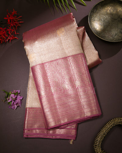 Baby Pink And Salmon Pink Kanjivaram Silk Saree - S1353(A)