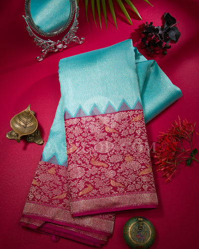 Blue And Pink Kanjivaram Silk Saree - S1356(A)