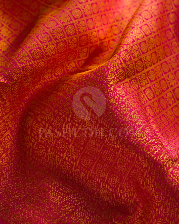 MEJESTIC PINK AND GREEN KANJIVARAM SILK SAREE- RB4