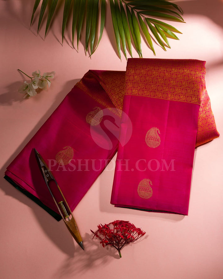 MEJESTIC PINK AND GREEN KANJIVARAM SILK SAREE- RB4