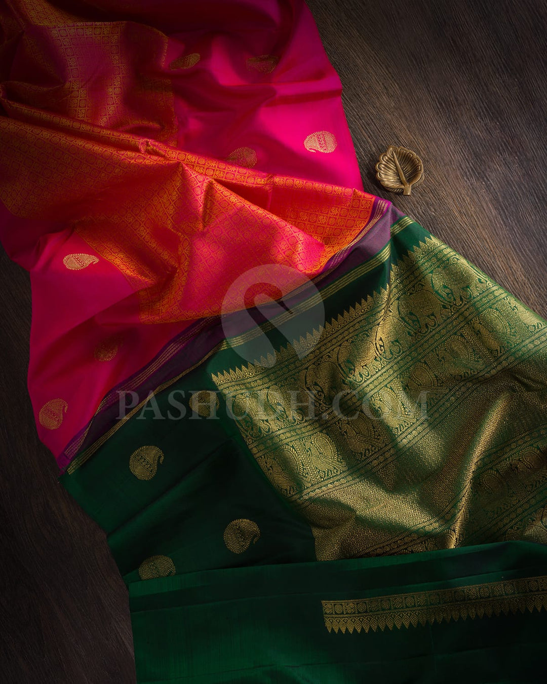 MEJESTIC PINK AND GREEN KANJIVARAM SILK SAREE- RB4