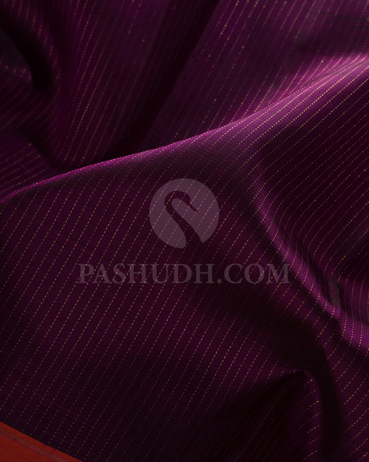 PURPLE ,ORANGE  AND RANI PINK KANJIVARAM SILK SAREE WITH GOLD JARI VAIRA OOSI - RB5
