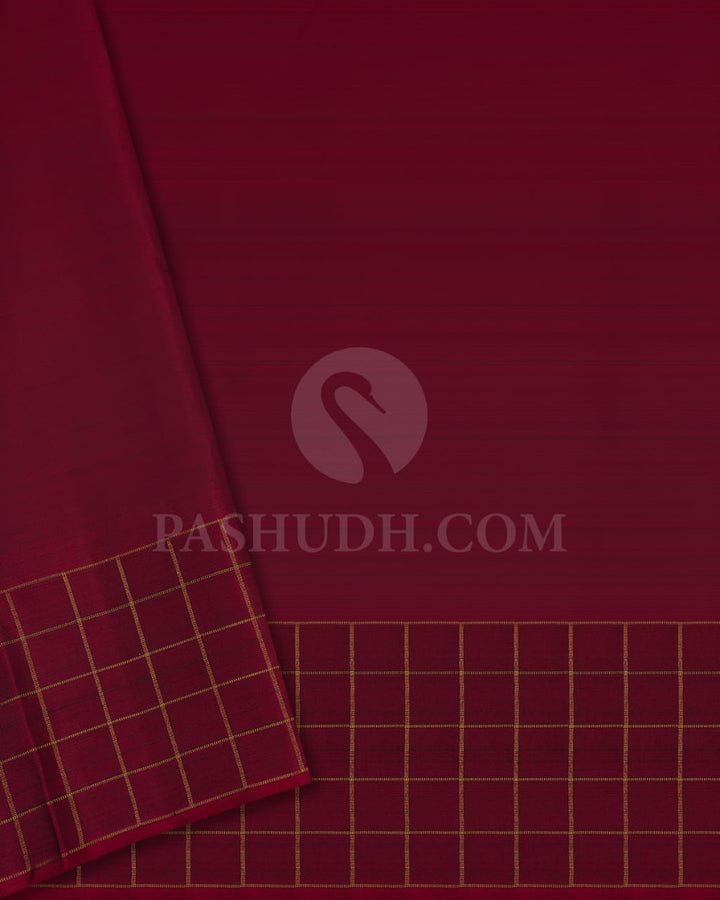 EXQUISITE  PAAKU  KANJIVARAM SILK SAREE WITH GOLD ZARI  AND MAROON  KATTAM BORDER -RM5