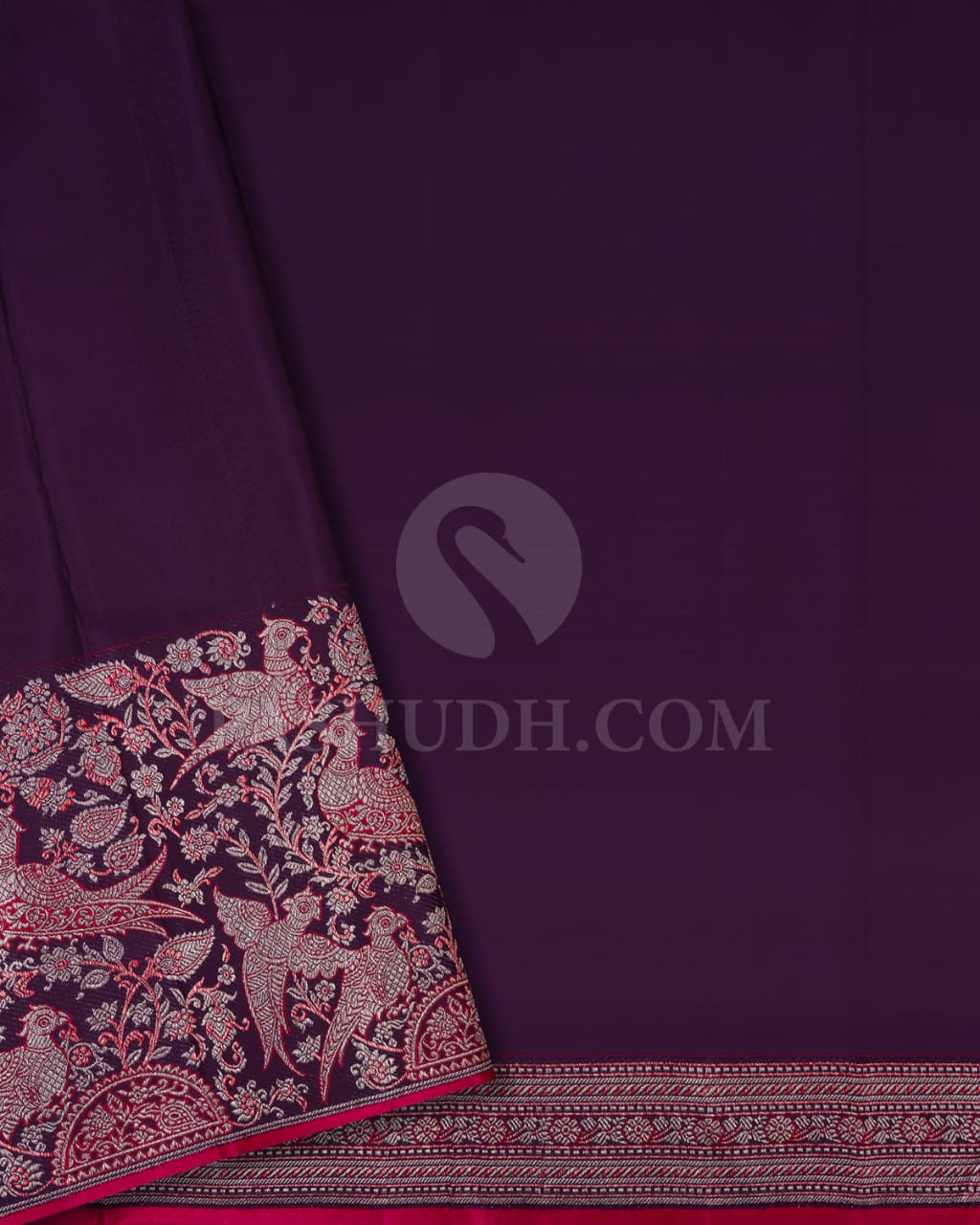 PURPLE  WITH RANI PINK SELVEDGE  KANJIVARAM SILK SAREE - S1274(C)