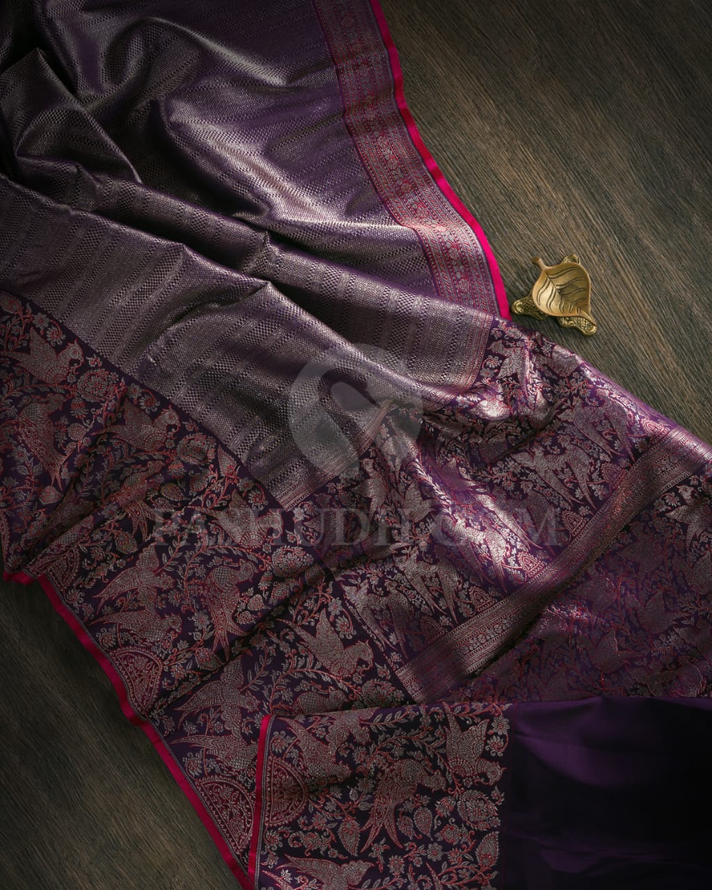 PURPLE  WITH RANI PINK SELVEDGE  KANJIVARAM SILK SAREE - S1274(C)