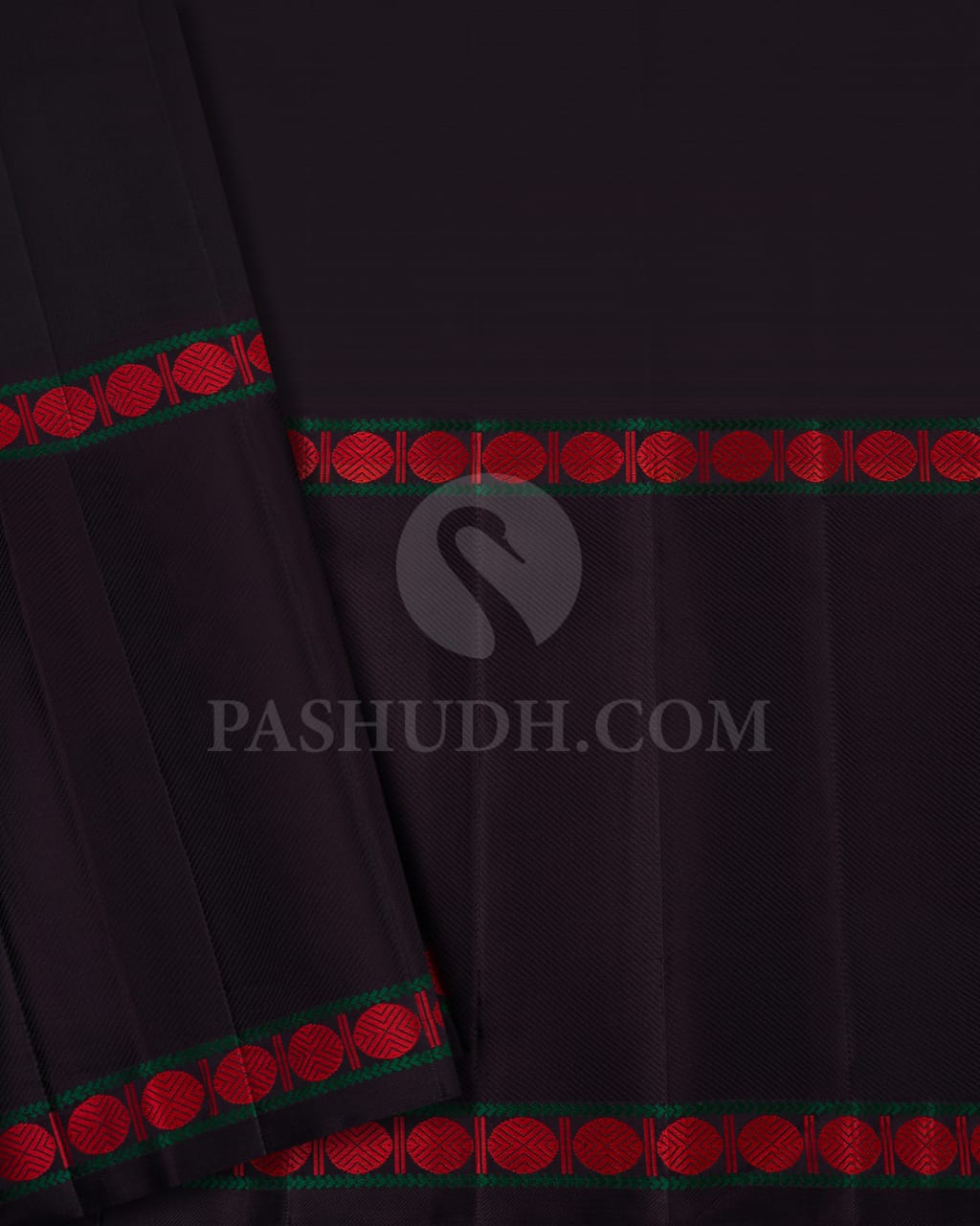 HALF WHITE , PEAR GREEN & AUBERGINE  KANJIVARAM SILK SAREE -S1163(E)