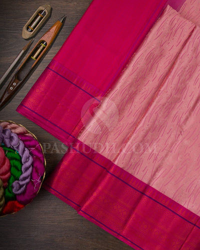 DELICATE LACE PINK SAREE WITH SILVER ZARI AND DARK PINK BORDER  - D603(C)