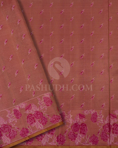 ROUGE PINK WITH  GOLDEN BEIGE  KANJIVARAM SILK SAREE - DJ351(C)