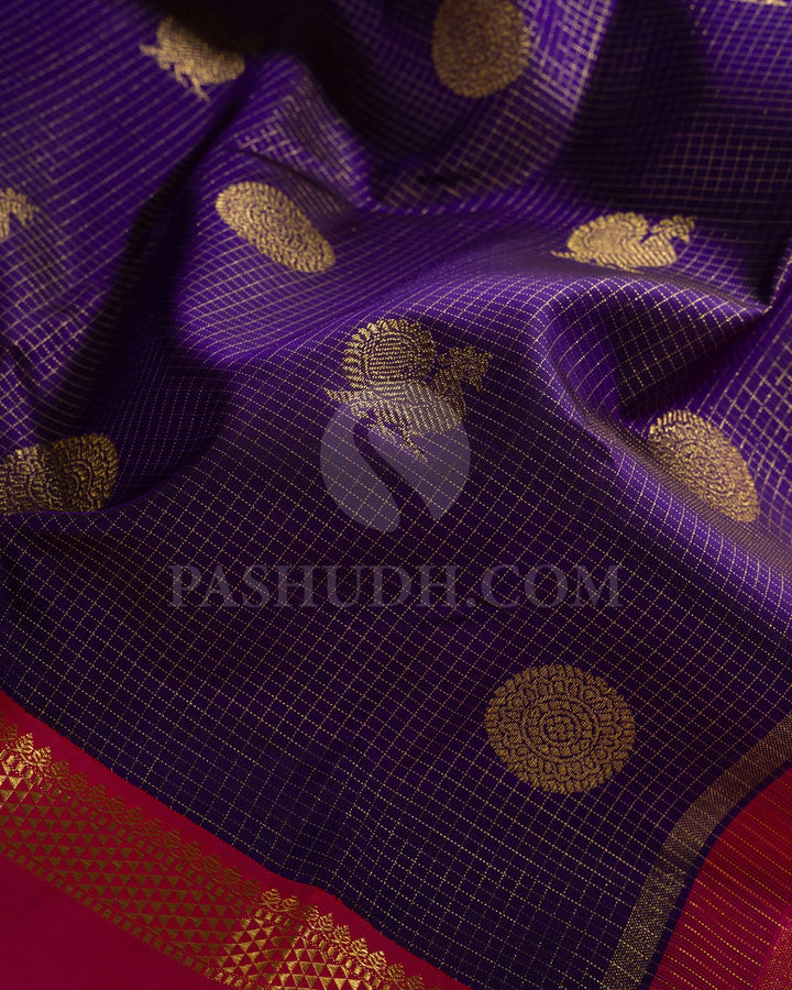 ROYAL VOILET  VAIRA OOSI TRADITIONAL KANJIVARAM SILK SAREE- RV4