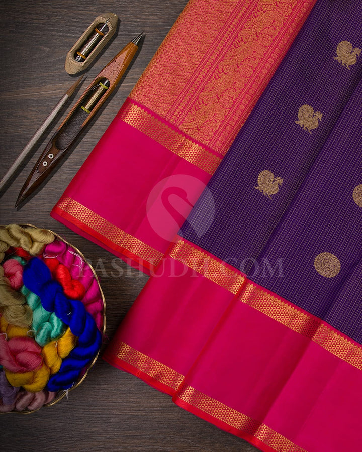 ROYAL VOILET  VAIRA OOSI TRADITIONAL KANJIVARAM SILK SAREE- RV4