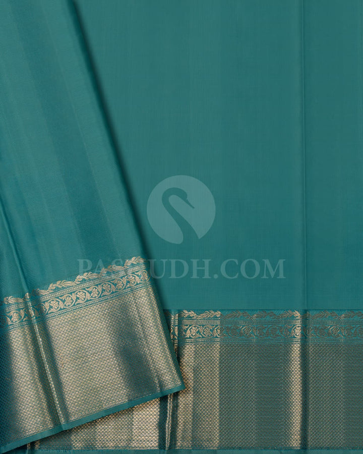 CELESTIAL BLUE  KANJIVARAM SILK SAREE WITH GOLD ZARI - D616(A)