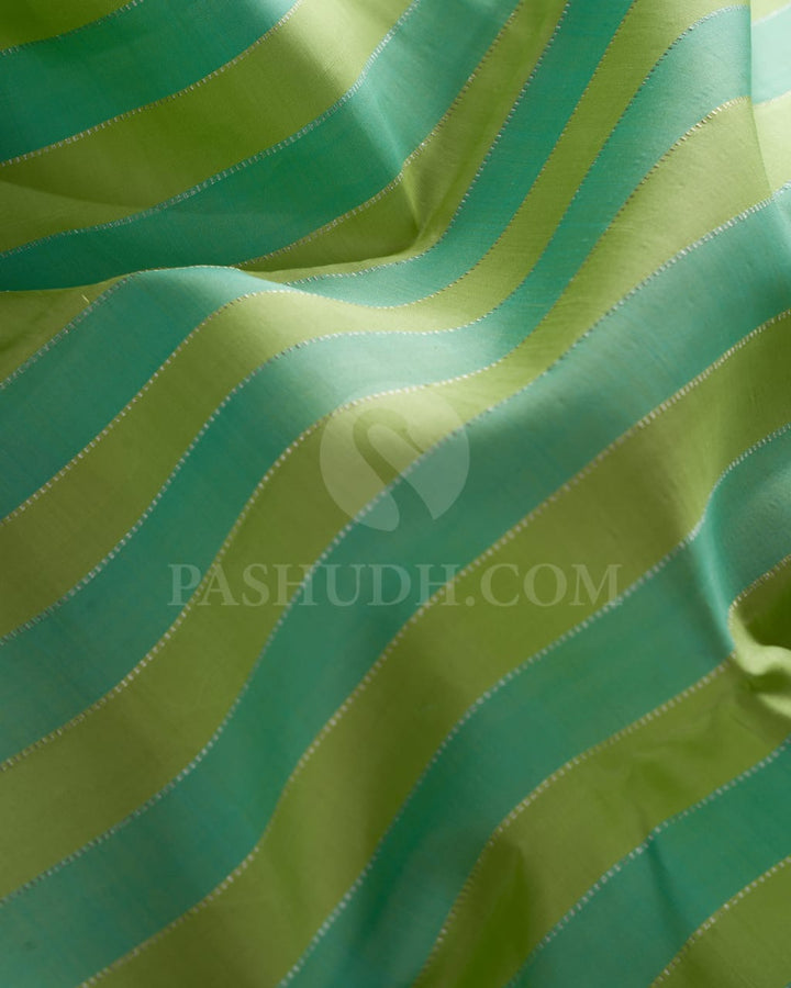 LIGHT BLUE &GREEN  BORDERLESS  CLASSIC  KANJIVARAM SILK SAREE - SVJ94