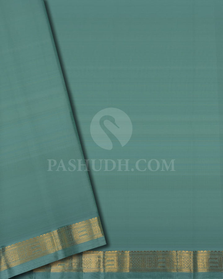 CANDY PINK &TEAL KANJIVARAM SILK SAREE WITH YANAI YAZHI MOTIFS - RM8