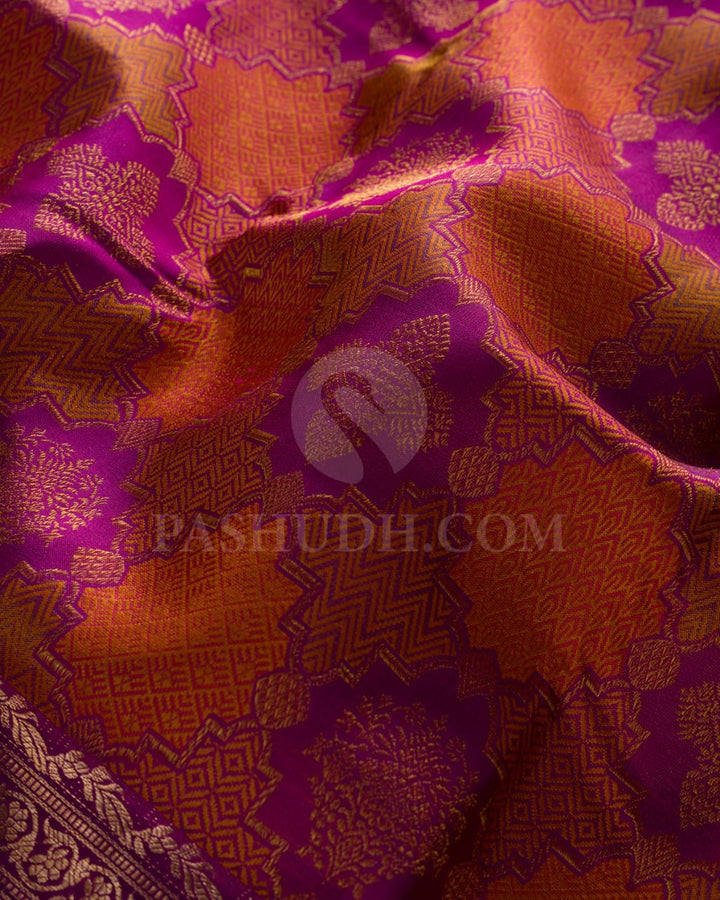 ORANGE & PURPLE  KANJIVARAM SILK SAREE - D616(B)