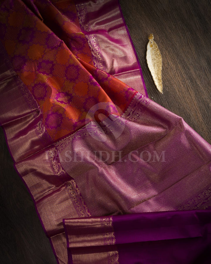 ORANGE & PURPLE  KANJIVARAM SILK SAREE - D616(B)
