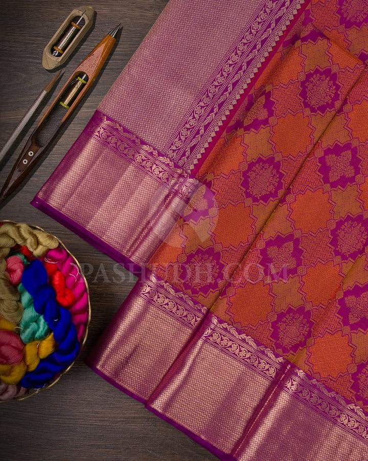 ORANGE & PURPLE  KANJIVARAM SILK SAREE - D616(B)
