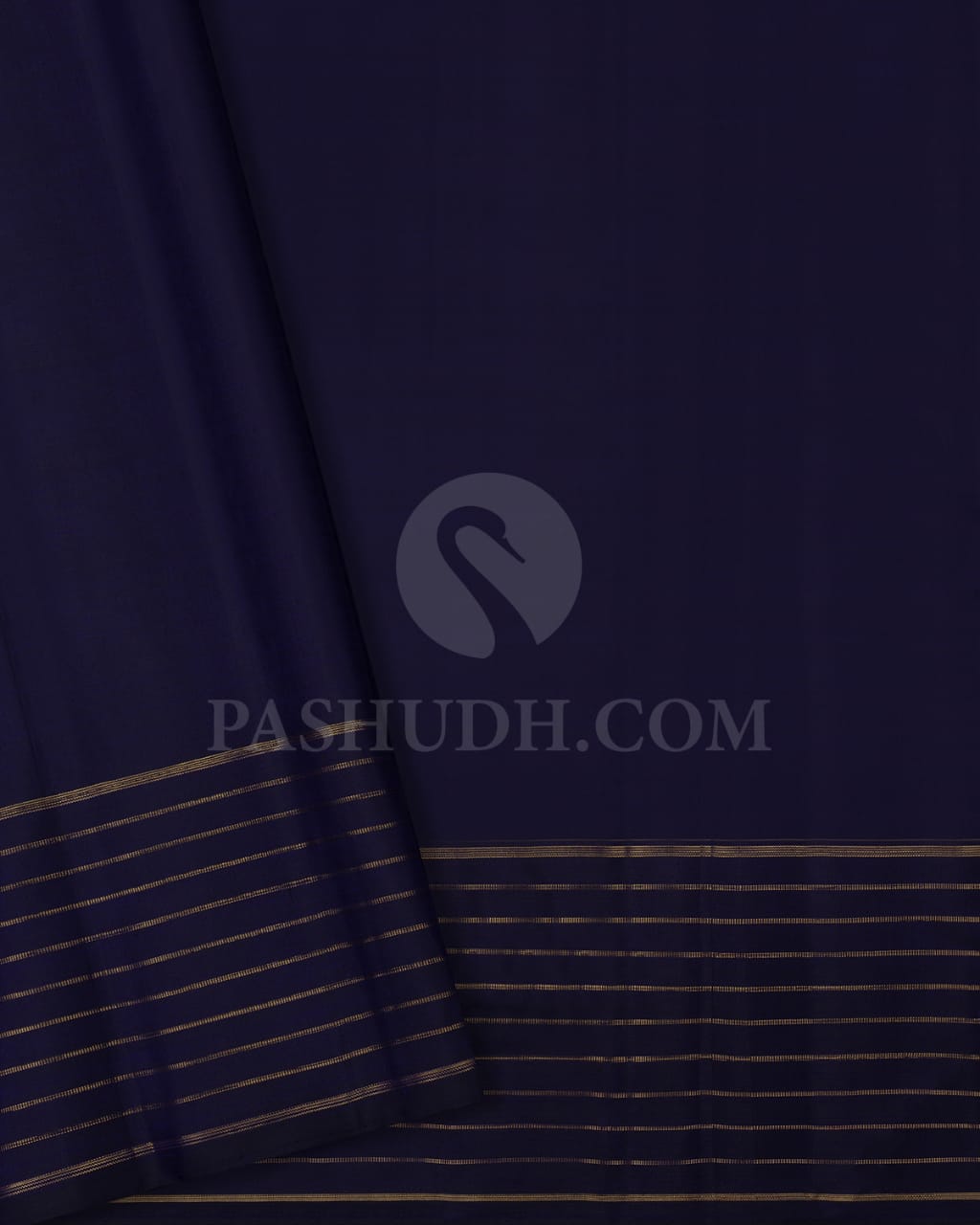 REGAL NAVY BLUE  KANJIVARAM SILK SAREE WITH CLASSIC KATTAM BORDER  - RB3