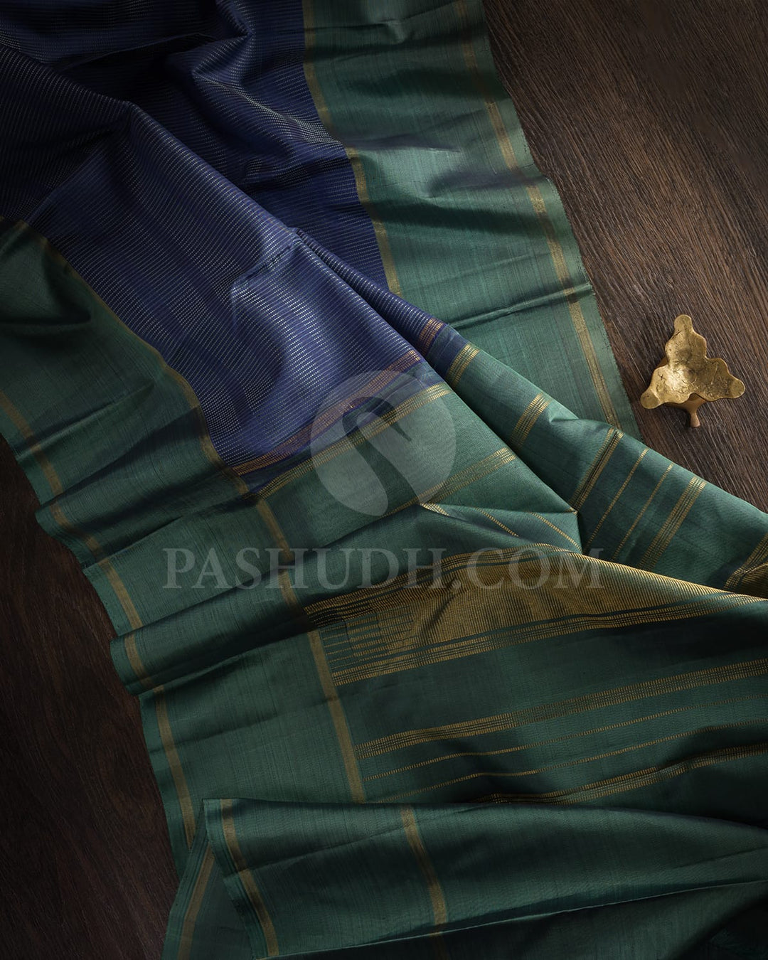 COBALT BLUE &TEAL BLUE TRADITIONAL KANJIVARAM SILK SAREE - RB8