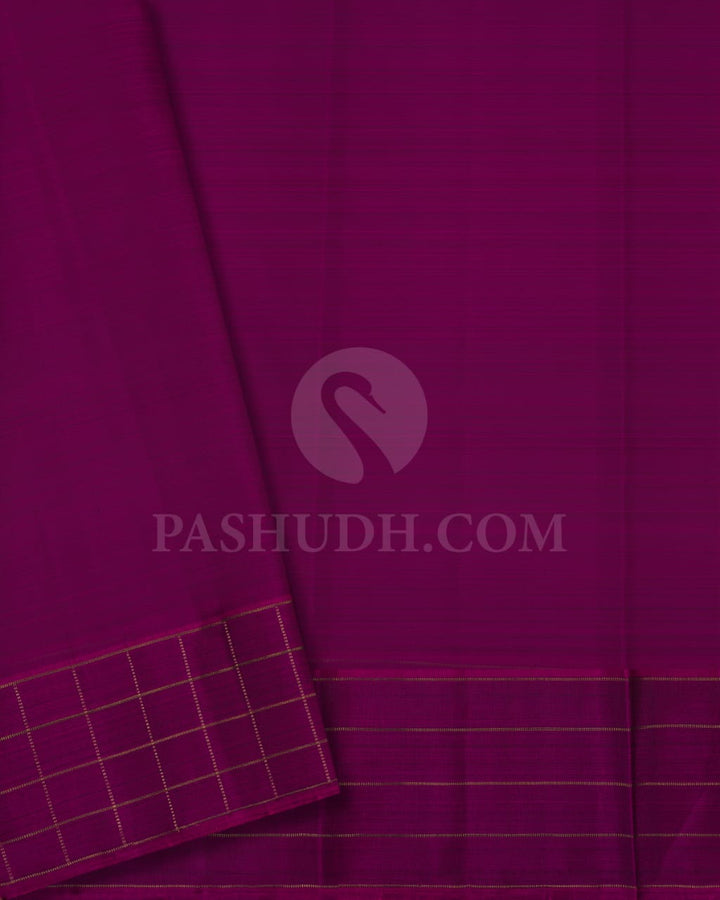 Bottle Green & Magenta Kanjivaram Silk Saree With Yazhi and Rudhraksh Motifs - RM1