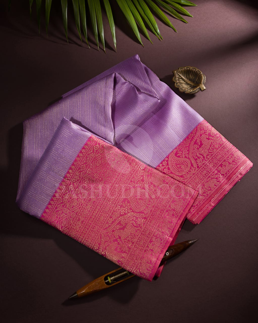 Lavishing Lavender & Punch Pink Kanjivaram Silk Saree - S1348(B)