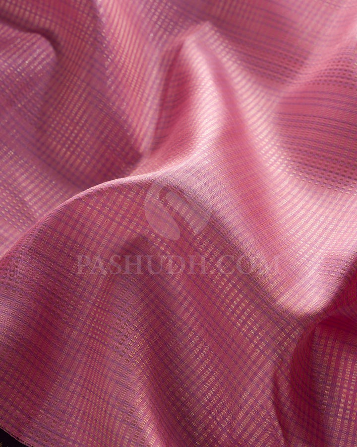 Baby Pink Kanjivaram Silk Saree With Muthu Vari Pattern & Gold Zari Border - S1343(C)