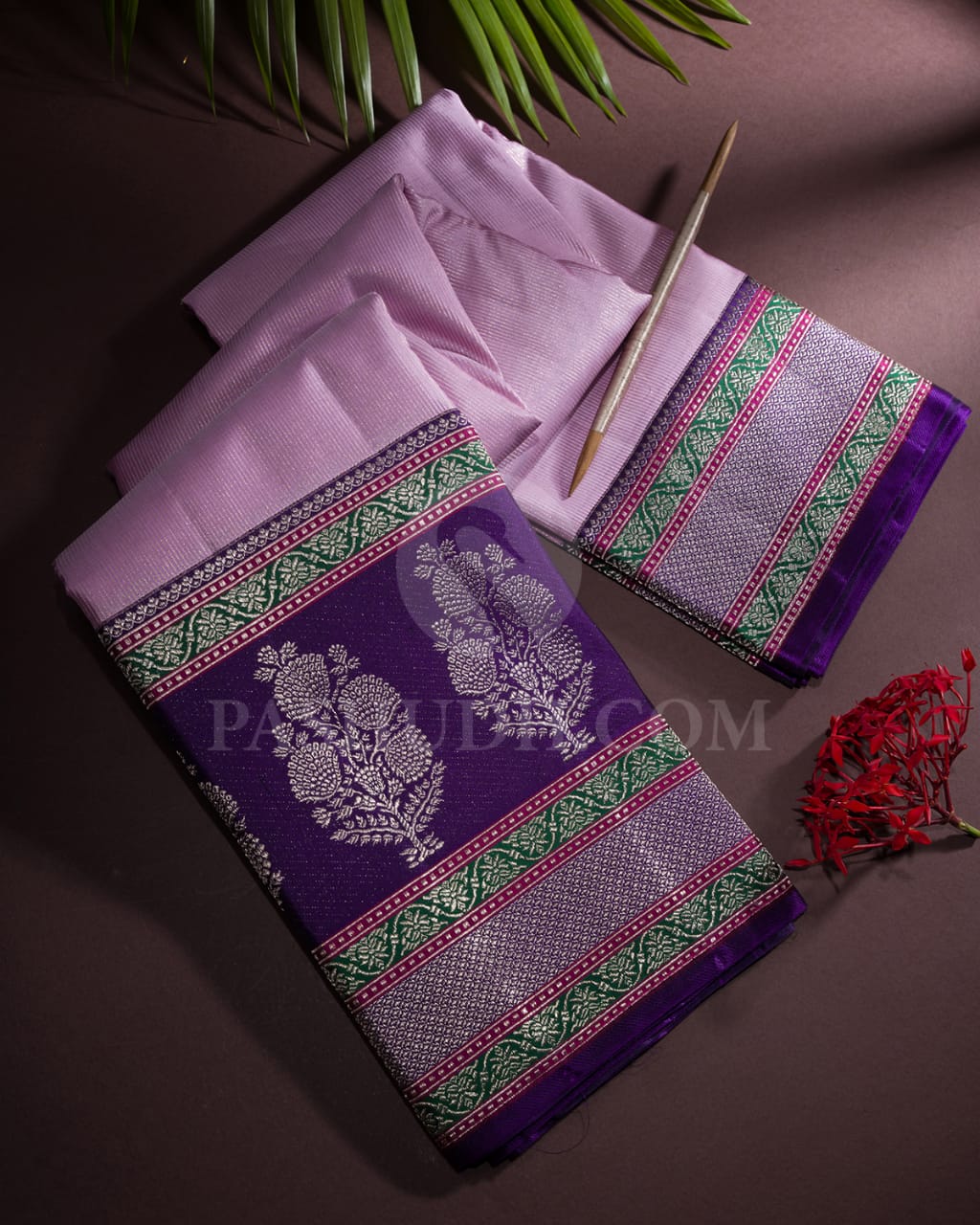 Pastel Lavender & Royal Violet Kanjivaram Silk Saree - S1195(C)