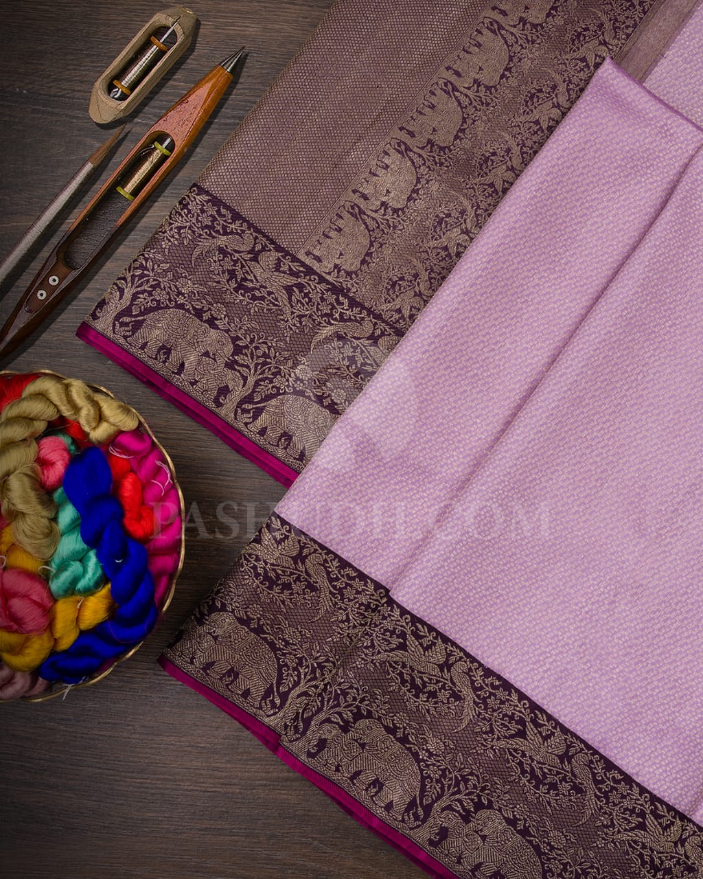 Lavender & Aubergine Traditional Kanjivaram Silk Saree - S1421(B)
