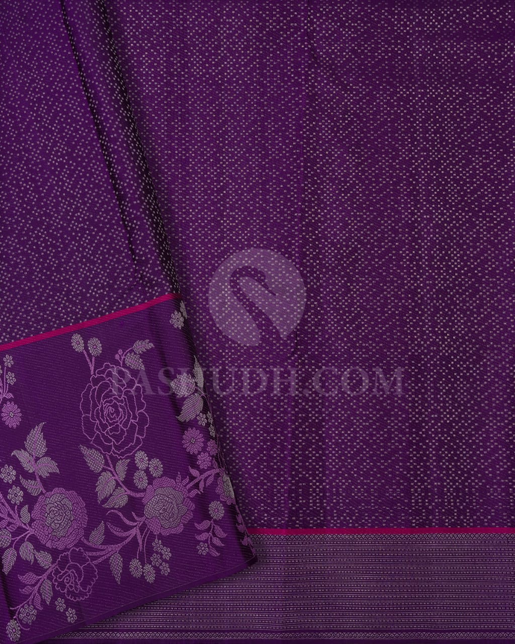 Lavender &Purple Kanjivaram Silk Saree With Meenakari Roses And Jaals - DJ344(D)