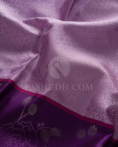 Lavender &Purple Kanjivaram Silk Saree With Meenakari Roses And Jaals - DJ344(D)