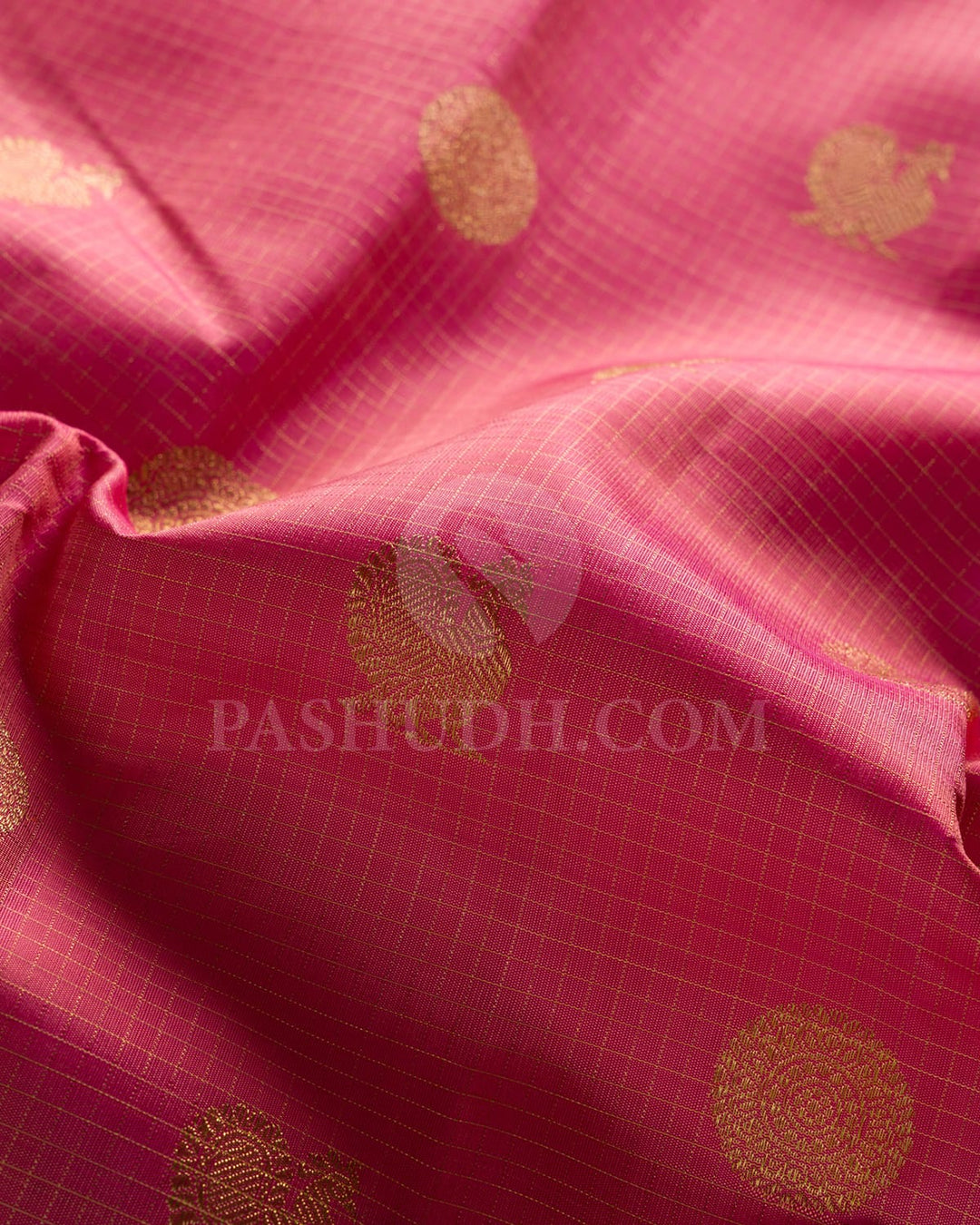 Thulian Pink & Dual shaded Green Traditional Borderless Kanjivaram Silk Saree - RM4