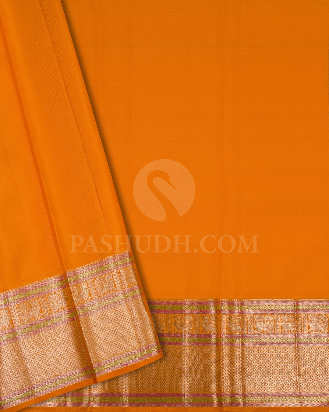 Mint Blue & Orange Kanjivaram Silk Saree - S1151(G)