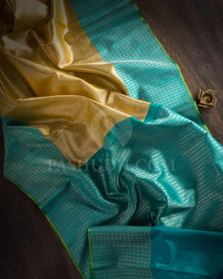 Silver Gold Zari Organza Shimmer Kanjivaram Silk Saree - S1426(A)