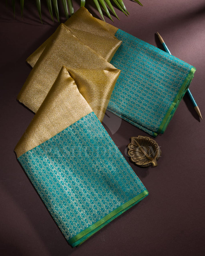 Silver Gold Zari Organza Shimmer Kanjivaram Silk Saree - S1426(A)