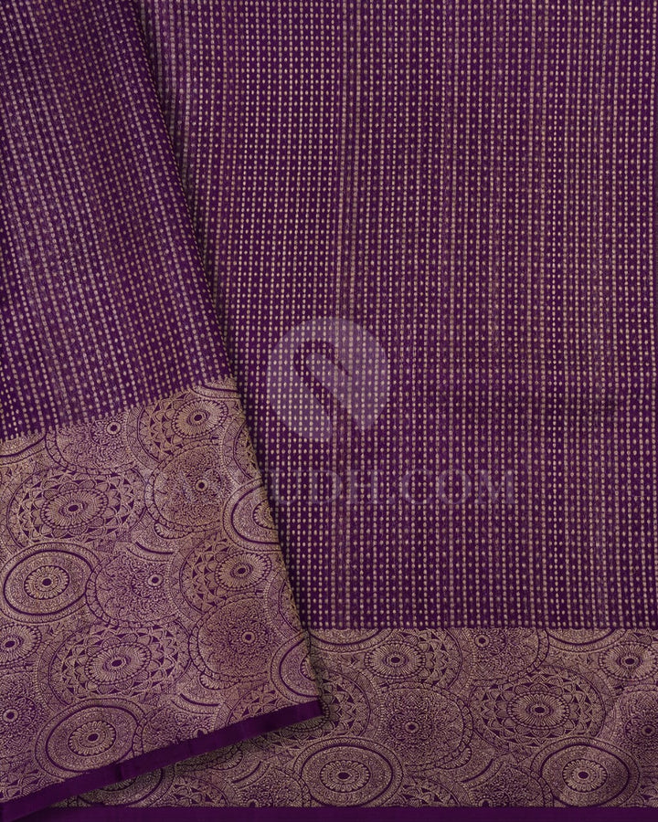 Baby Pink & Purple Organza Shimmer Kanjivaram Silk Saree - S1373(B)