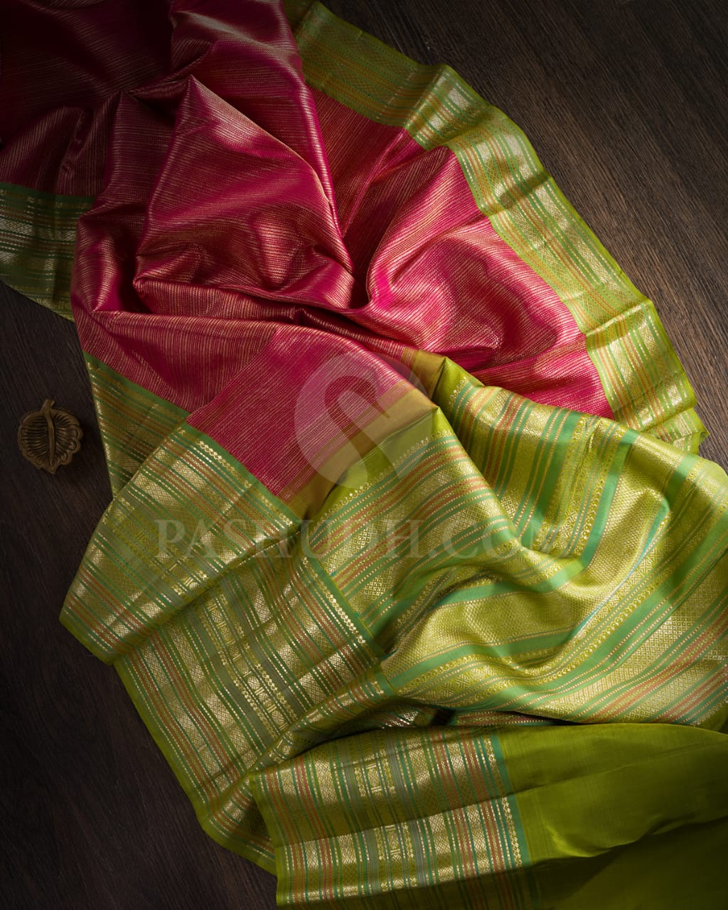 Rani Pink & Pear Green Kanjivaram Silk Saree - S1424(A)