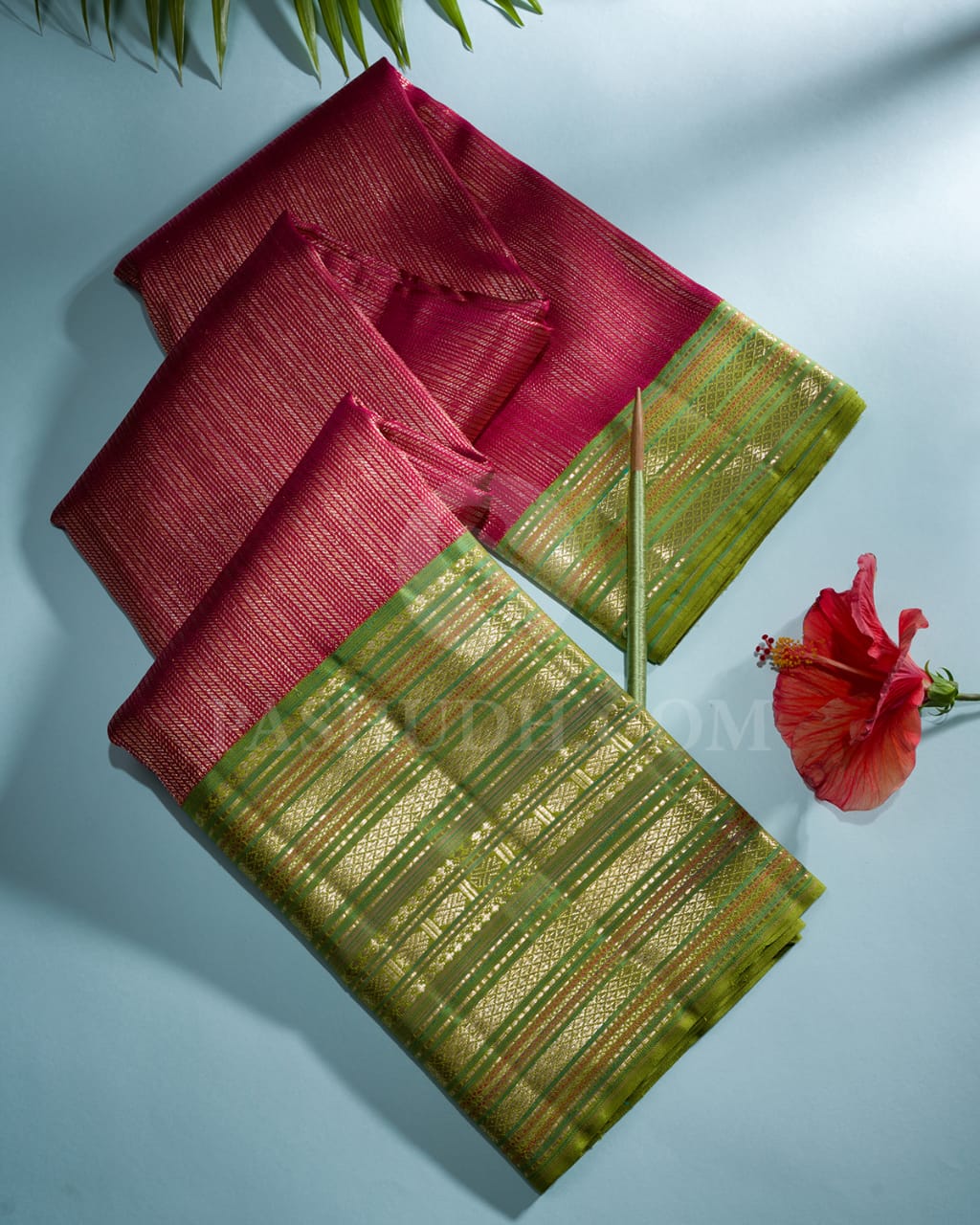 Rani Pink & Pear Green Kanjivaram Silk Saree - S1424(A)