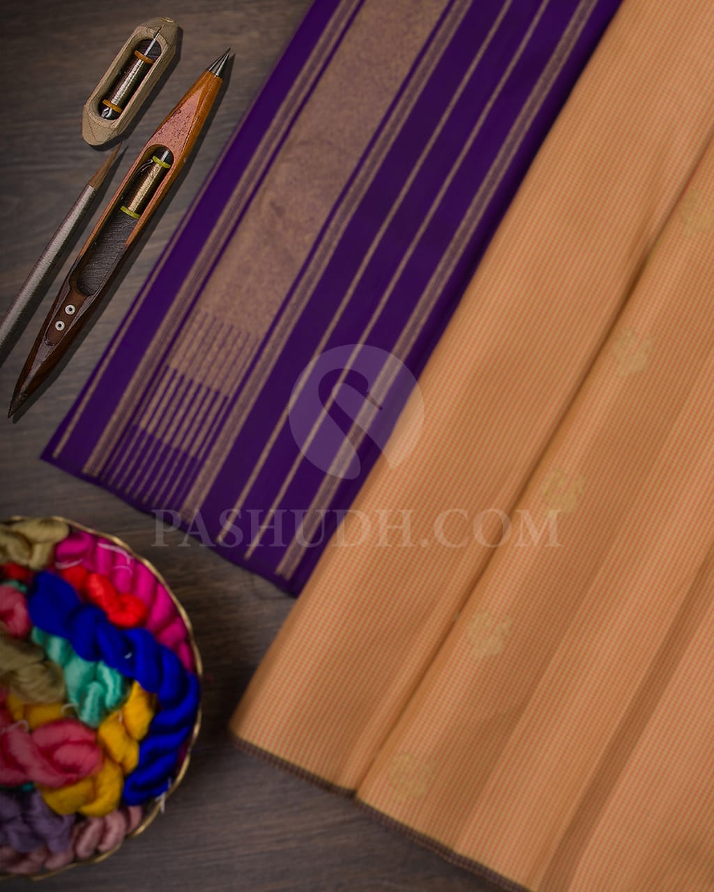 Light Green, Pink & Violet Traditional Borderless Kanjivaram Silk Saree - RV2