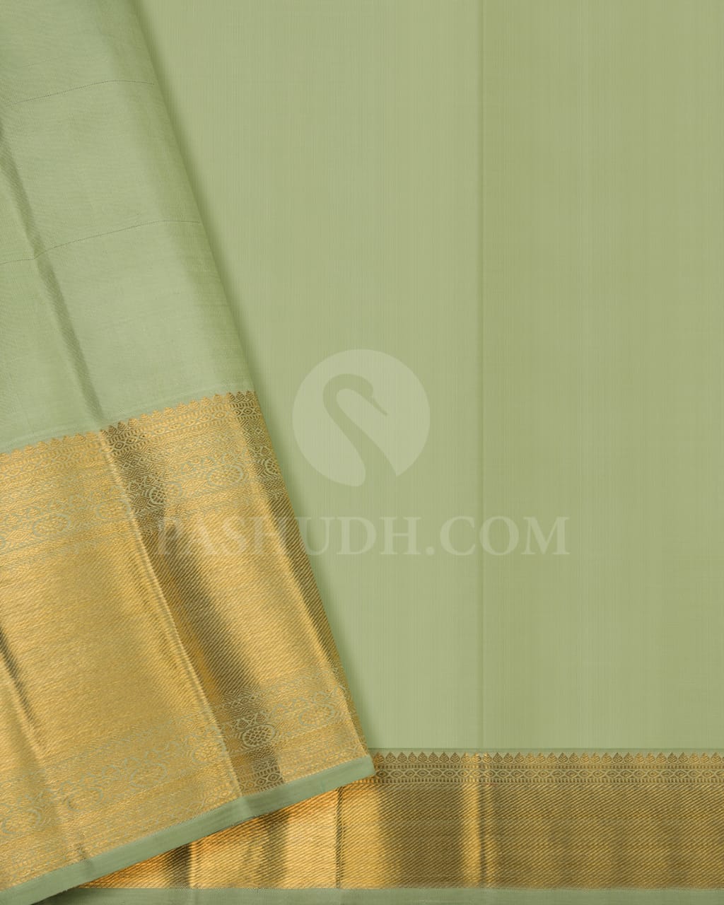 Navy Blue & Pista Green Kanjivaram Silk Saree - RD1