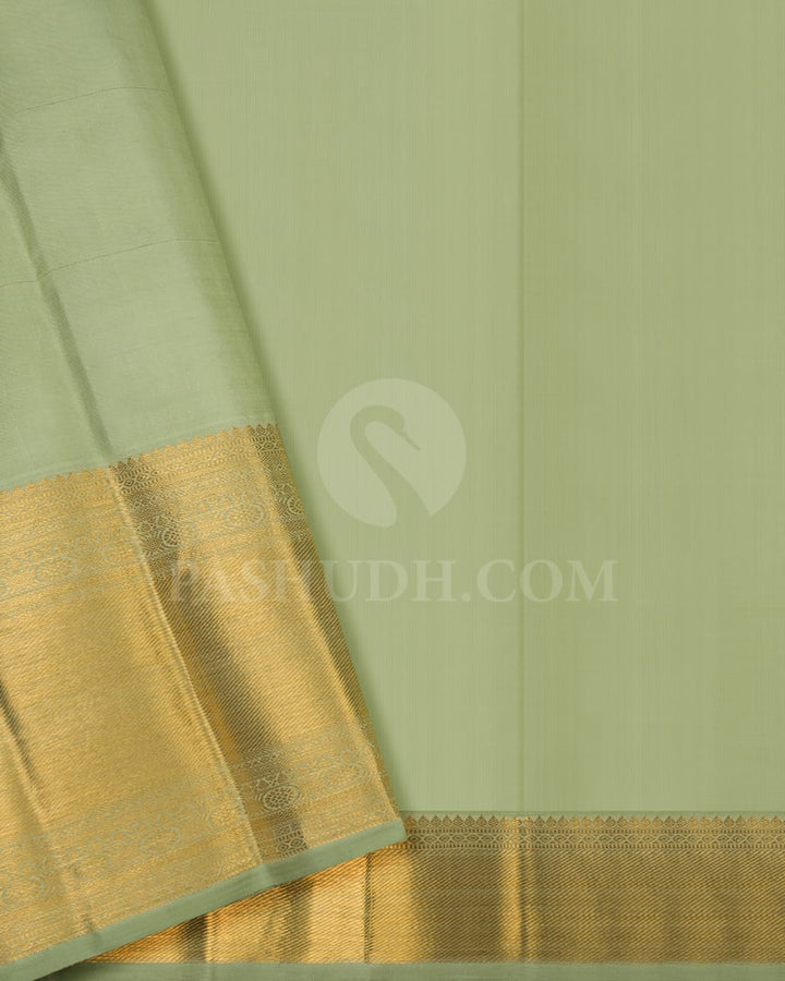 Navy Blue & Pista Green Kanjivaram Silk Saree - RD1