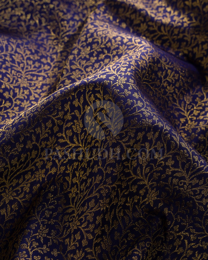 Navy Blue & Pista Green Kanjivaram Silk Saree - RD1