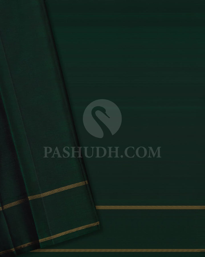 Majestic Maroon With Forest Green Kanjivaram Silk Saree - RM3